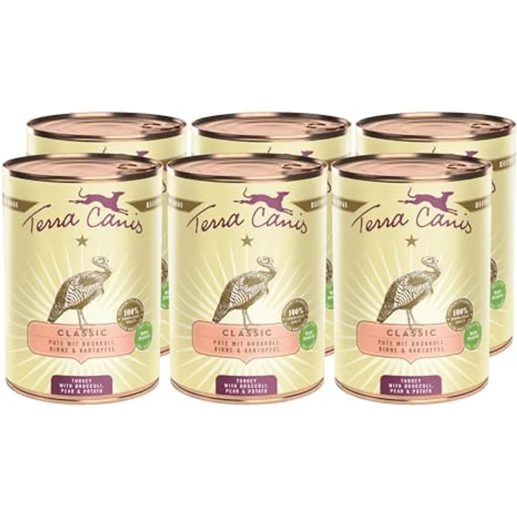 Terra Canis Pute, Brokkoli, Birne & Kartoffel - Classic Nassfutter, 6x400g | Premium Hundefutter in 100% Lebensmittelqualität, allergen- & getreidearm, glutenfrei – Bild 1