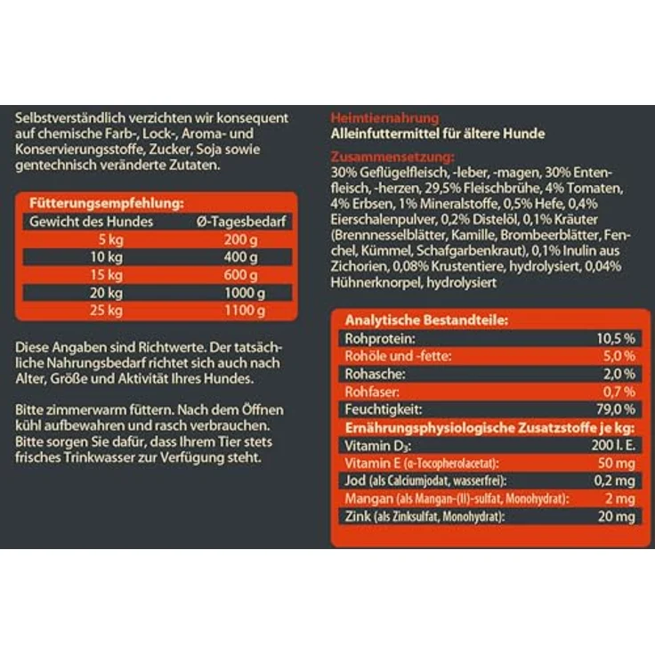 Dehner Wild Nature Hundefutter Hochmoor, getreidefreies Nassfutter mit Ente für ältere Hunde, 6 x 800 g Dose (4.8 kg) – Bild 3
