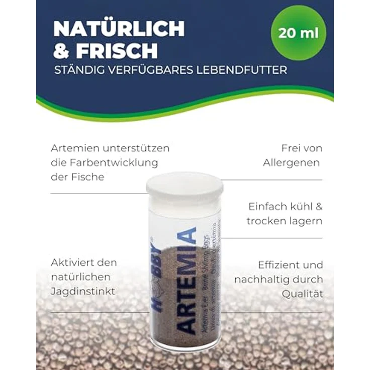 HOBBY Aquaristik Artemia Eier 20 ml, Lebendfutter für Aquarienfische zur Zucht von Artemia-Nauplien, nährstoffreiches Futter für Süß- und Salzwasserfische – Bild 4