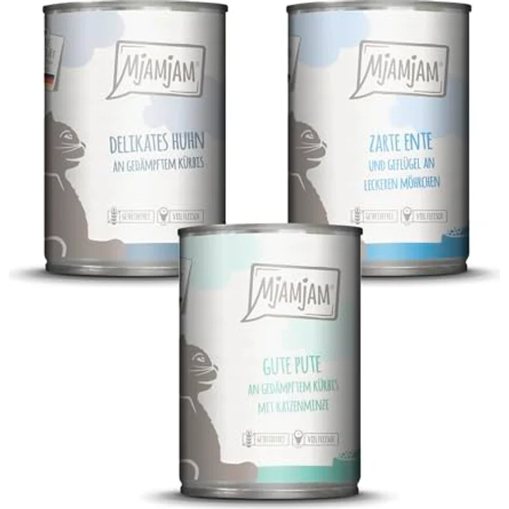MjAMjAM Mixpaket II, leckeres getreidefreies Katzen-Nassfutter, 6 x 400 g mit hohem Fleischanteil – Bild 1