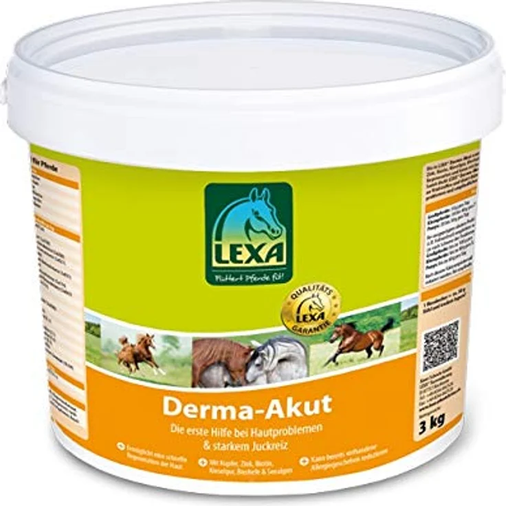 LEXA Derma-Akut 3 kg Eimer, Pferdefutter zur Unterstützung bei Hautproblemen, angereichert mit Aminosäuren, Leinöl und Nachtkerzenöl, enthält wichtige Spurenelemente – Bild 1