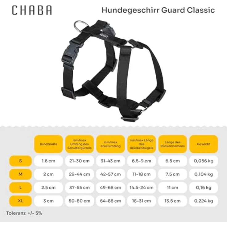 Chaba Guard Hundegeschirr für kleine Hunde, Einstellbar, Anti-Zug & Würgen, Ergonomisches Design, Größe S, SCHWARZ – Bild 2