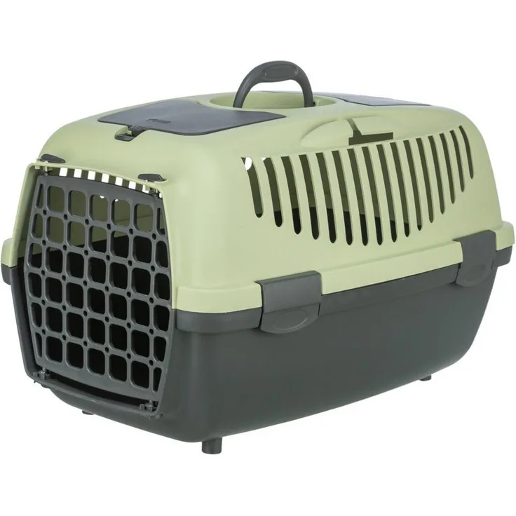 TRIXIE Capri 1 & 2, Hunde-Transportbox aus Kunststoff, dunkelgrau/pastellgrün, 37 × 34 × 55 cm