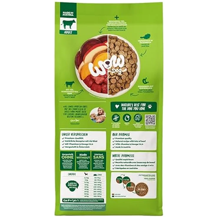 WOW Adult Rind - Trockenfutter für Hunde, Sparpaket 2 x 6 kg, Getreidefrei, Mono-Protein, mit Obst und Gemüse – Bild 2