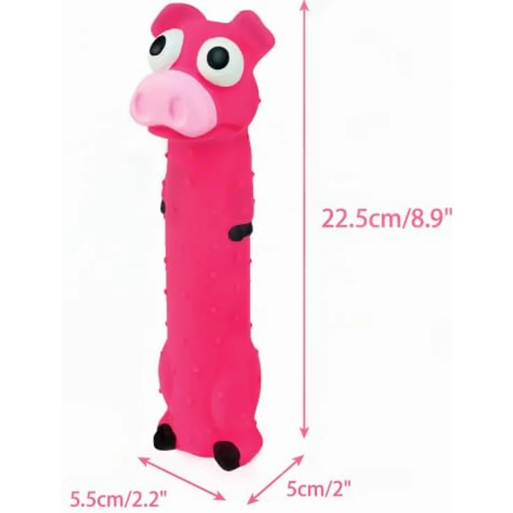 Chiwava 3 Stück Latex-Hundespielzeuge mit Quietscher, 9 Zoll, interaktive Kaugeräusche, sortierte Farben – Schwein, Huhn, Frosch – Bild 3