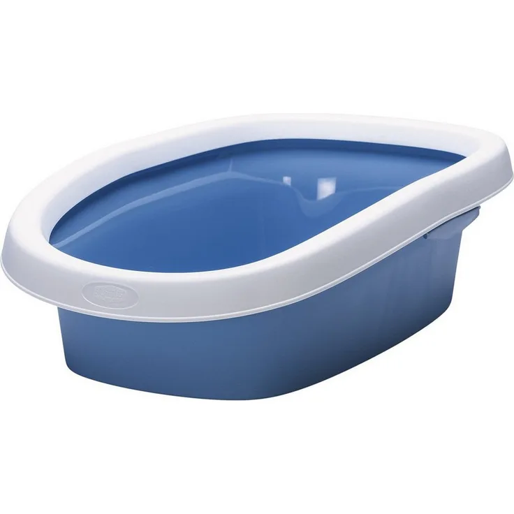 Stefanplast Katzentoilette Sprint 10, Offene Katzentoilette für Kätzchen und sensible Katzen, weiß/blau, 31 x 43 x 14 cm, mit Schaufel