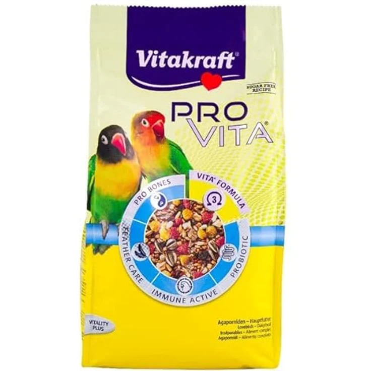 Vitakraft Pro Vita Agaporniden Futter, 750g Mischung mit Getreide, Saaten und Früchten, zuckerfrei und ohne künstliche Zusätze