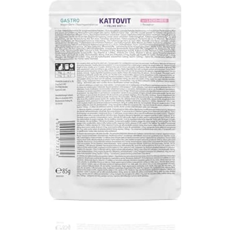 KATTOVIT Gastro Nassfutter für Katzen, Diät-Alleinfuttermittel zur Unterstützung des Magen-Darm-Systems, 24 x 85 g mit Lachs und Reis – Bild 4