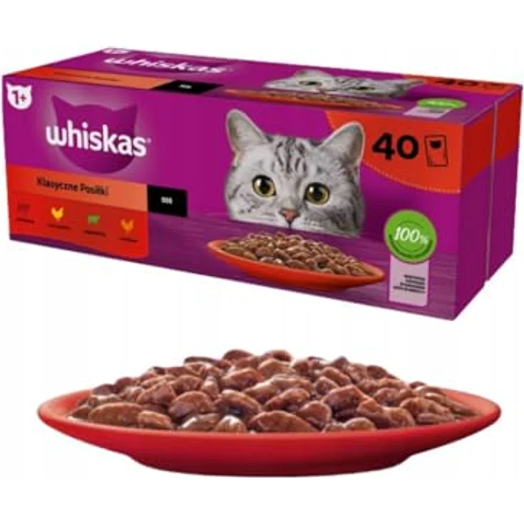 Whiskas Mega Pack 1+ Klassische Auswahl in Sauce, 40 x 85g, ausgewogenes Katzenfutter für glückliche Katzen – Bild 2