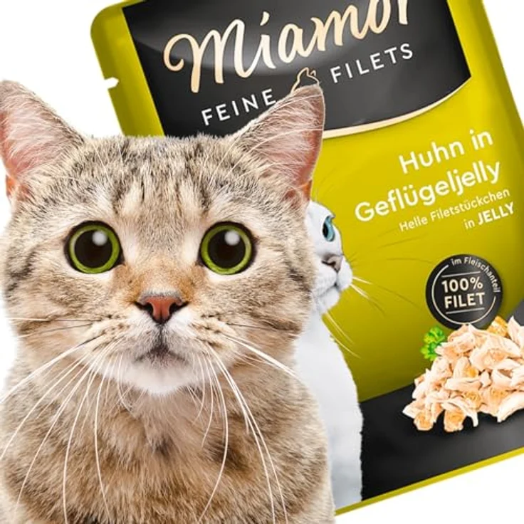 Miamor Feine Filets Pouch 6 x 100 g - Huhn in Geflügeljelly, getreidefreies Katzen-Nassfutter, fettarm und leicht verdaulich – Bild 2