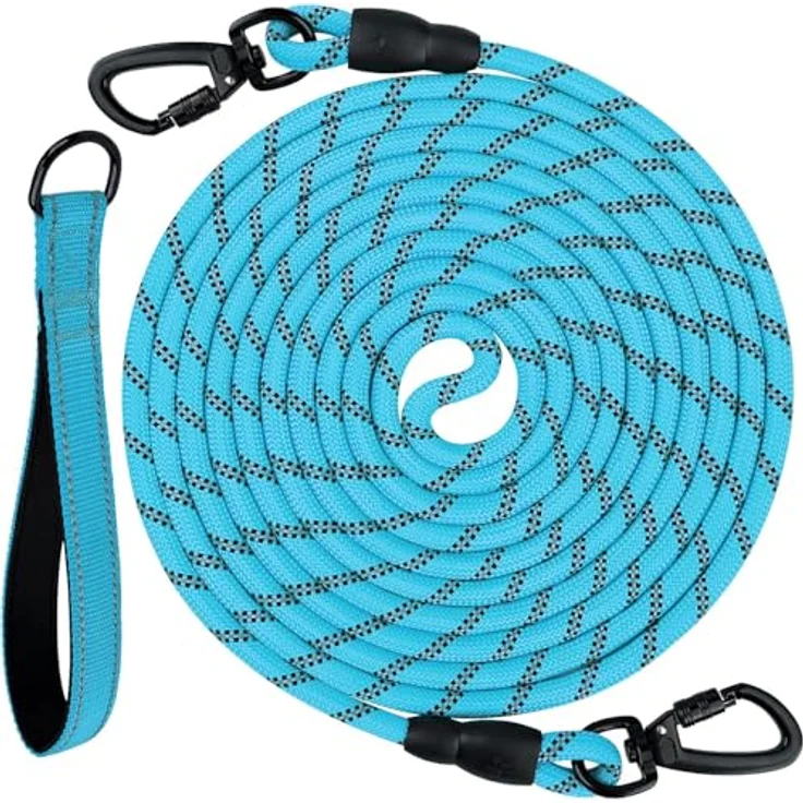 Joytale Schleppleine für Große Hunde, Reflektierende Hundeleine in Blau, 5m-20m lang mit gepolstertem Griff und abschließbarem Karabiner – Bild 1