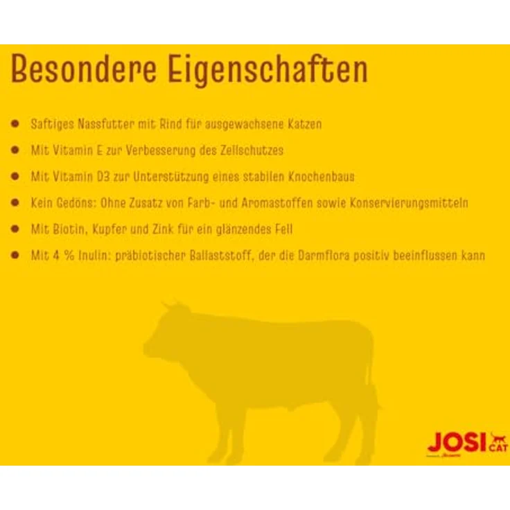 JosiCat Paté mit Rind, Premium Nassfutter für erwachsene Katzen, getreidefrei, mit Vitamin D3 & E, 32 x 100 g, Made in Germany – Bild 4
