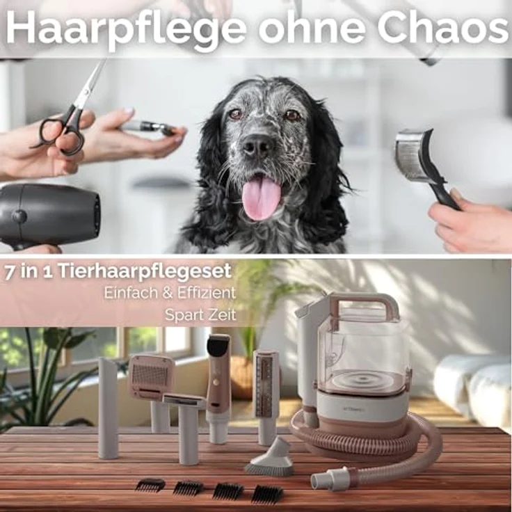 Steinborg® Tierhaarschneidemaschine 7-in-1 mit Staubsauger 13.500 Pa, leise, inkl. Bürsten und Trimmer für Hunde und Katzen, kompaktes Design – Bild 4