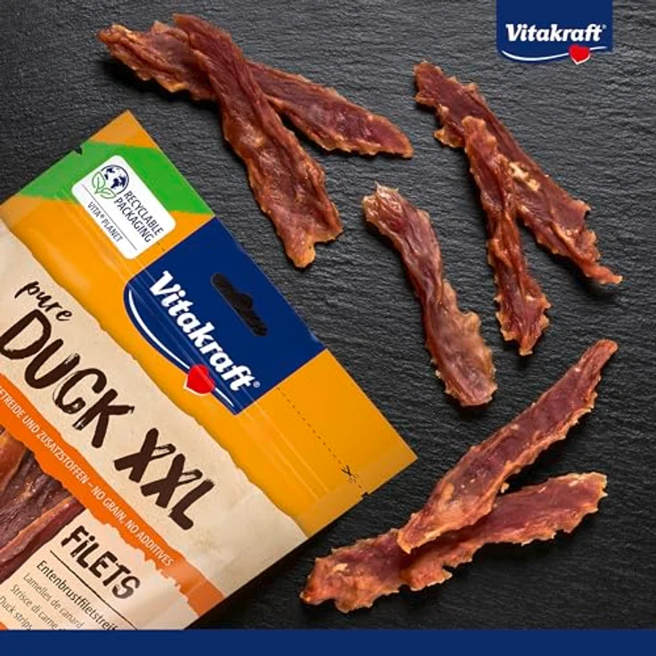 Vitakraft Pure Duck XXL Filet, Entenbrustfiletstreifen, Hundeleckerli ohne Zucker, 6x 250g – Bild 2