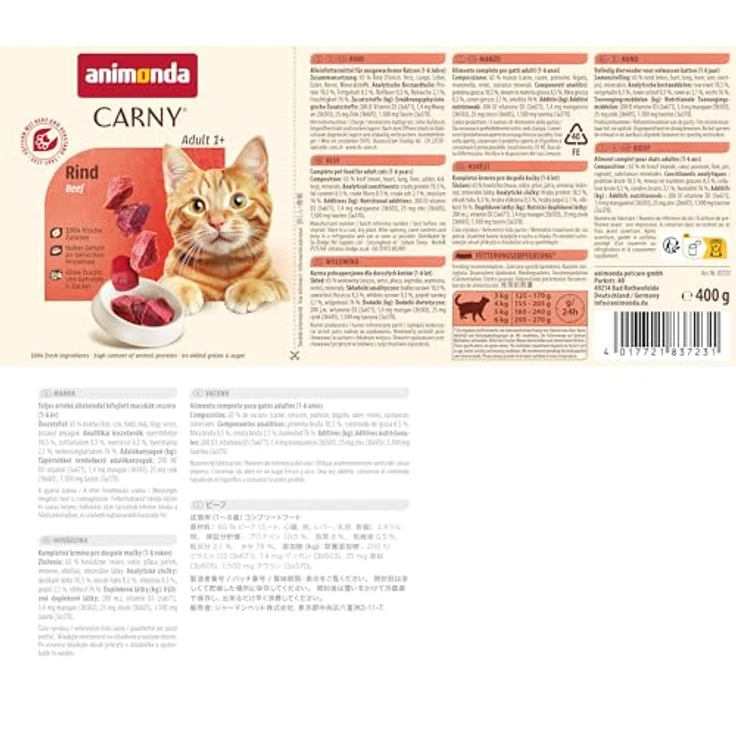 animonda Carny Adult Rind, Katzen-Nassfutter mit proteinreichem Fleisch, 6x400g – Bild 7