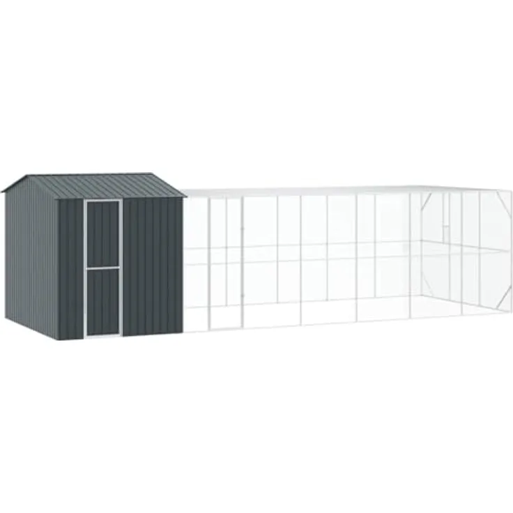 vidaXL Vogelkäfig Anthrazit 845 x 304 x 247 cm, Verzinkter Stahl, Moderne wetterfeste Vogelvoliere für draußen, Geräumiges rechteckiges Gehege