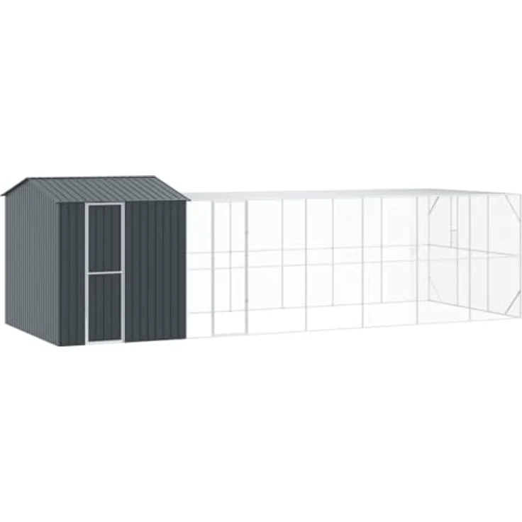 vidaXL Vogelkäfig Anthrazit 845 x 304 x 247 cm, Verzinkter Stahl, Moderne wetterfeste Vogelvoliere für draußen, Geräumiges rechteckiges Gehege – Bild 1