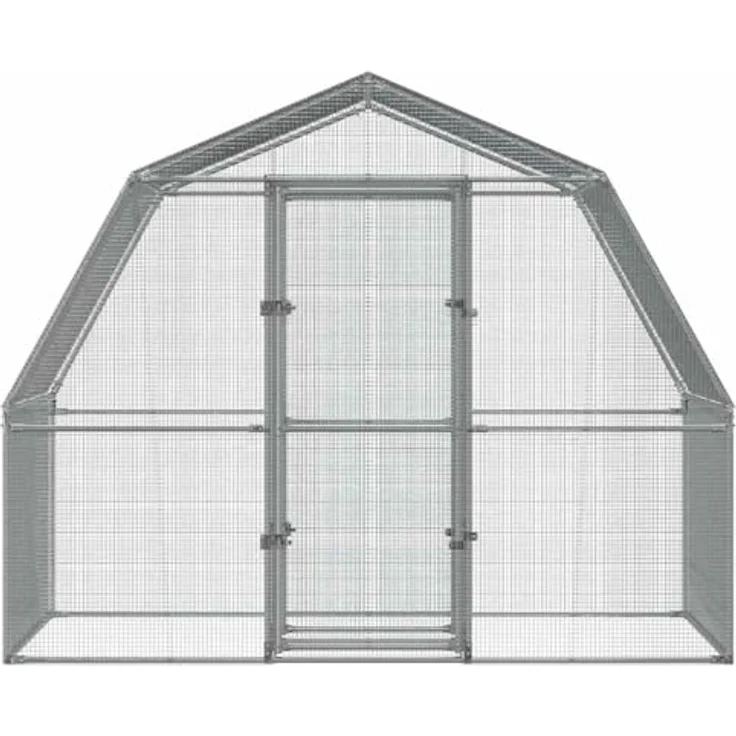vidaXL Vogelvoliere mit Tür, Papageienkäfig aus silbernem verzinktem Stahl, 285 x 195 x 230 cm – Bild 4
