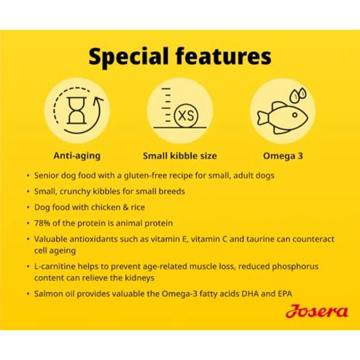 JOSERA Mini Senior Trockenfutter für ältere kleine Hunde, glutenfreie Rezeptur, 3 x 3 kg – Bild 4