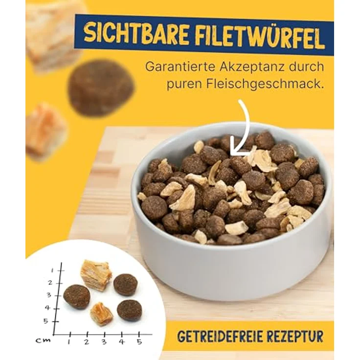 NutriQM Twice Nice Junior Huhn, Getreidefreies Trockenfutter mit frischen Filetwürfeln, 12 kg – Bild 3