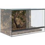vidaXL Terrarium mit Speicher, Transparent, 50 x 30 x 30 cm, kratzfestes Glas, 360-Grad-Sicht, atmungsaktive Mesh-Panels