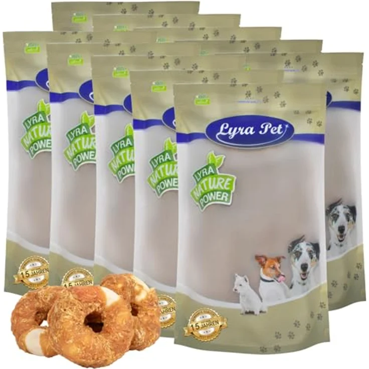 Lyra Pet® 10 kg Kauringe mit Hühnerbruststreifen, proteinreicher Kausnack für Hunde, fettarm und gut bekömmlich, durchmesser 12 cm – Bild 1