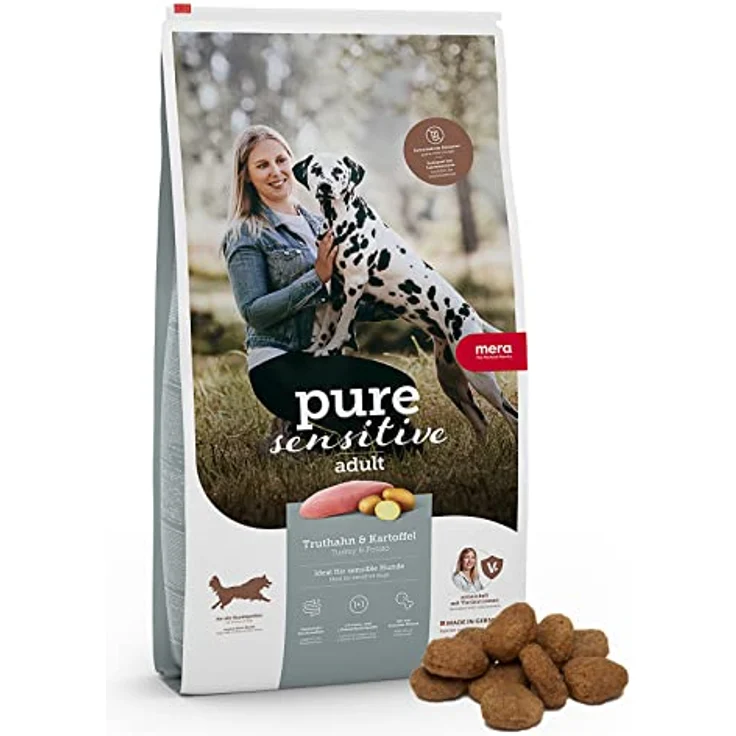 MERA Pure Sensitive Truthahn & Kartoffeln, Trockenfutter für ausgewachsene Hunde, getreidefrei mit 25% frischem Fleisch, 4 kg – Bild 1