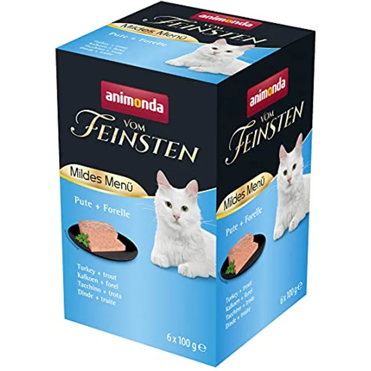 Animonda Vom Feinsten Adult Mildes Menü, 6x100g Katzenfutter mit Pute und Forelle, hoch verdaulich, ohne Innereien