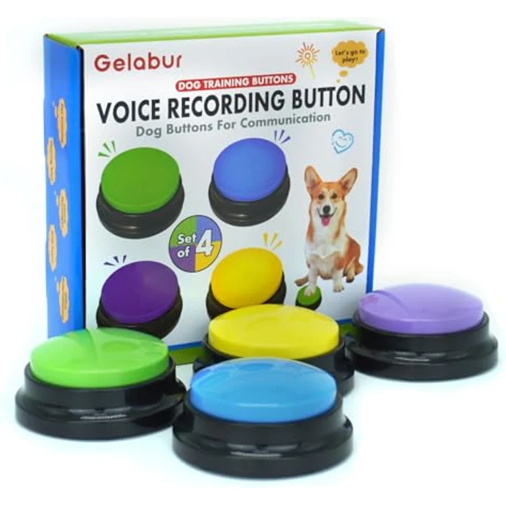 Gelabur Dog Communication Button Set, 4 Voice Recordable Tasten für Hundetraining, langlebig und sicher, individuell anpassbar – Bild 1