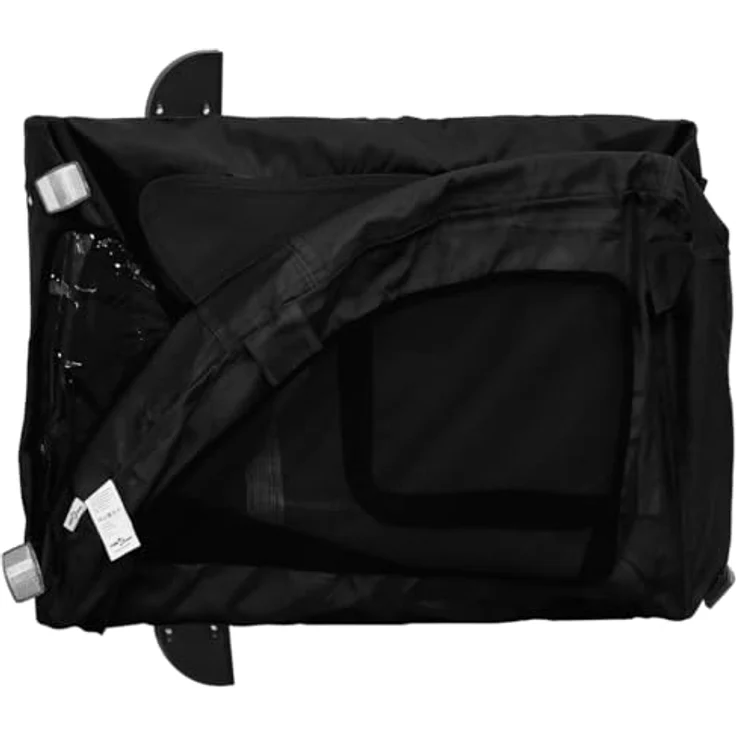 vidaXL Hunde-Transportbox Fahrradanhänger Schwarz Oxford-Gewebe und Eisen, 30 kg Belastbarkeit, in Schwarz – Bild 10
