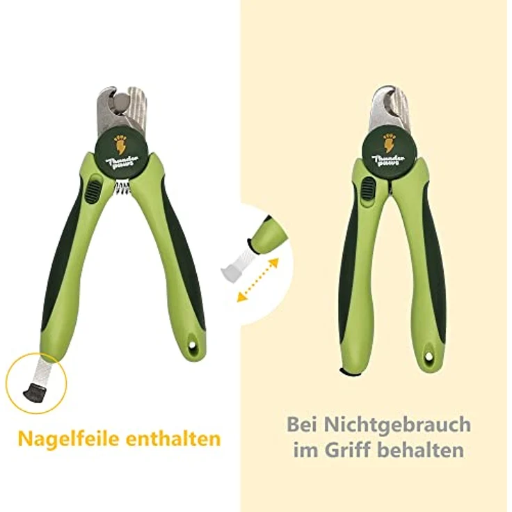 Thunderpaws Professionelle Krallenschere für Hunde, Edelstahl-Klingen mit Schutz, Sicherheitsschloss und Nagelfeile, Mittel bis Groß, Grün – Bild 3