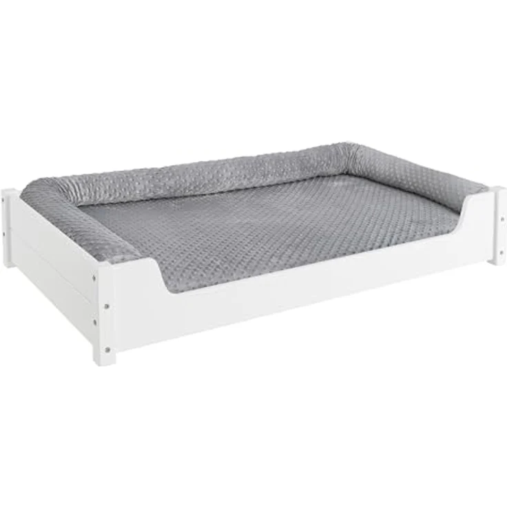 ERST-HOLZ Tierbett Hundesofa XXL für Dogge, Bernhardiner, 120x70 Kiefer weiß, alle Größen – Bild 3