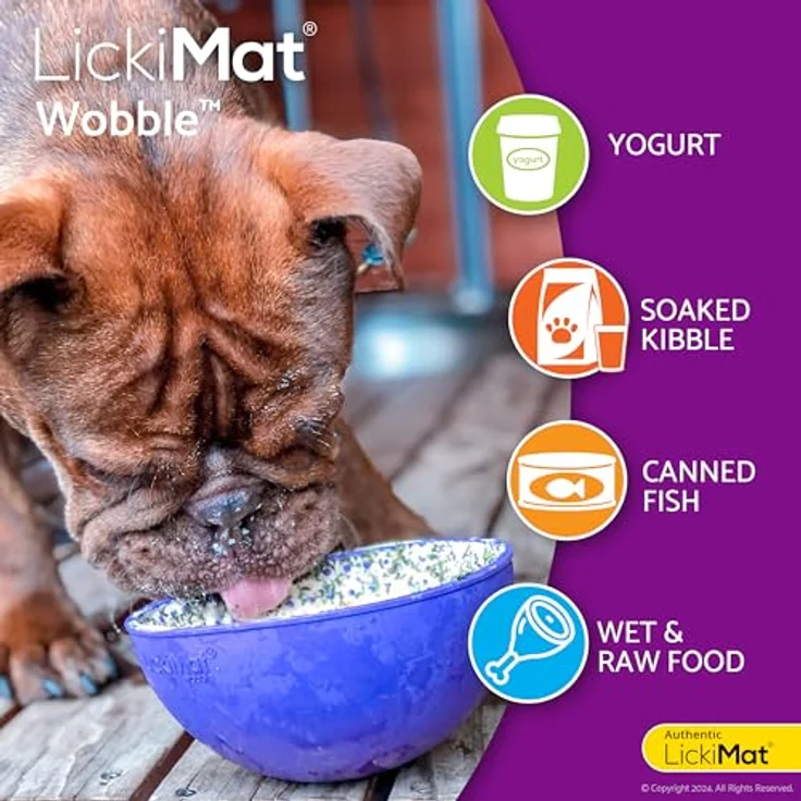 LICKIMAT Wobble, Schleckmatte für Hunde in Purple, fördert langsames Fressen und gesunde Zahnreinigung – Bild 4