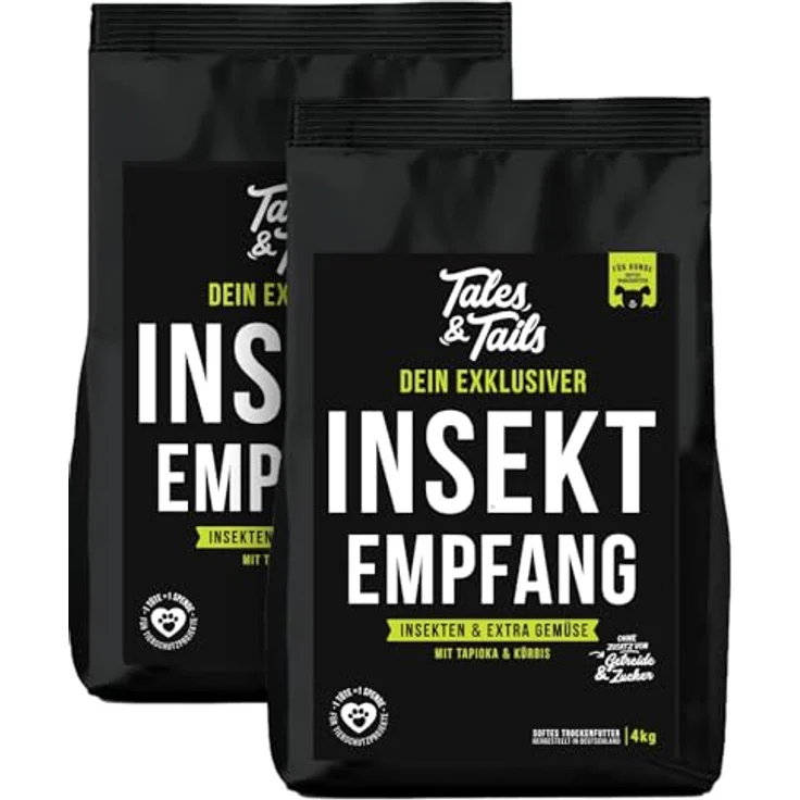 Tales & Tails InSektempfang Halbfeuchtes Trockenfutter für Hunde, Getreidefrei, mit Insektenprotein, 8 Zutaten, hohe Verträglichkeit, 2x 4kg – Bild 1