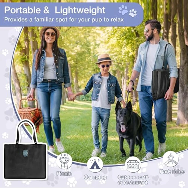 Pawsse Wasserdicht Hundedecke 80 x 60cm, Faltbare Outdoor Hundematte Waschbar für Auto und Camping, Schwarz – Bild 3