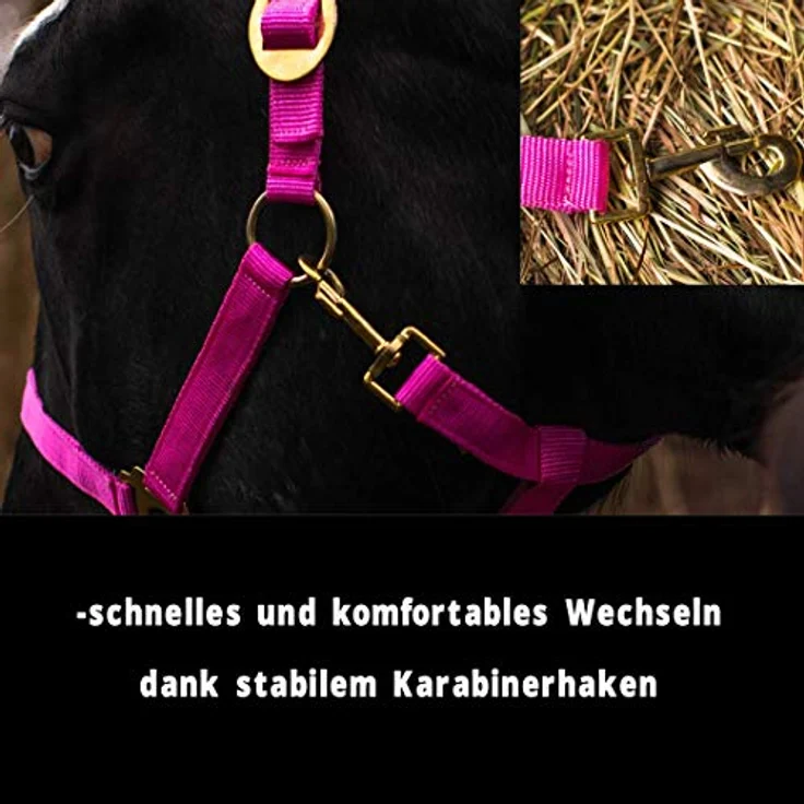Pferdelinis Halfter für Mini Shetty, Stall- und Weidehalfter, 2-fach verstellbar, reißfest und pflegeleicht, pink – Bild 2