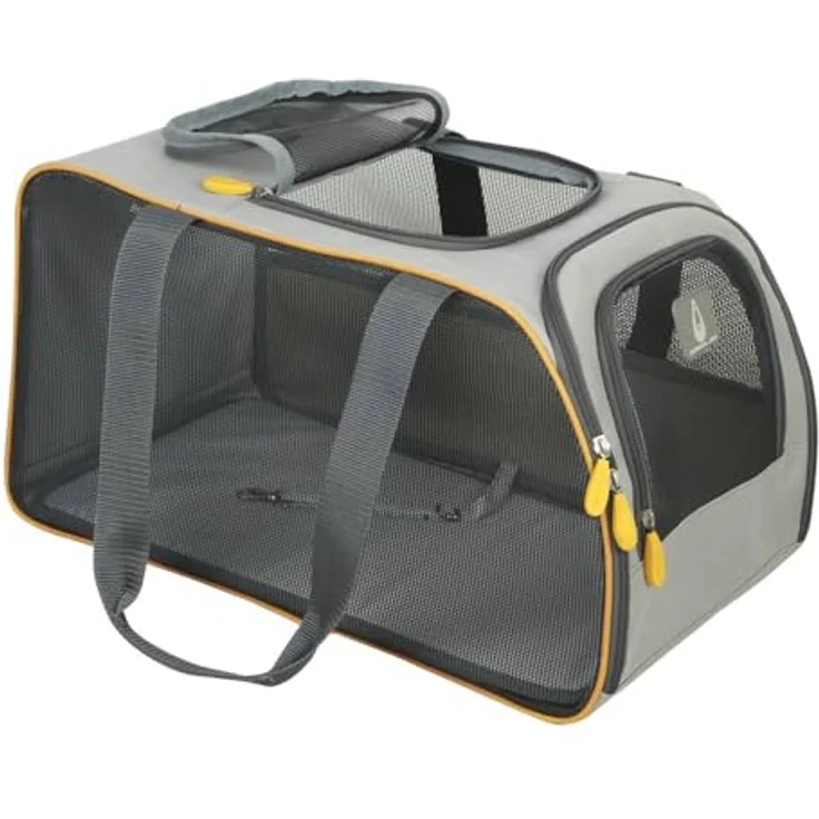 Nobby Tiertransporttasche Tasche Walney für Katzen, strapazierfähige Mikrofaser, gute Durchlüftung, 2 Utensilienfächer, 48 x 30 x 27 cm, blau – Bild 3