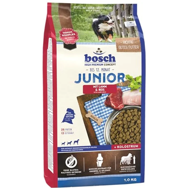 bosch HPC Junior mit Lamm & Reis, Hundetrockenfutter für ernährungssensible Welpen, glutenfrei & zuckerfrei, 1 x 1 kg – Bild 1