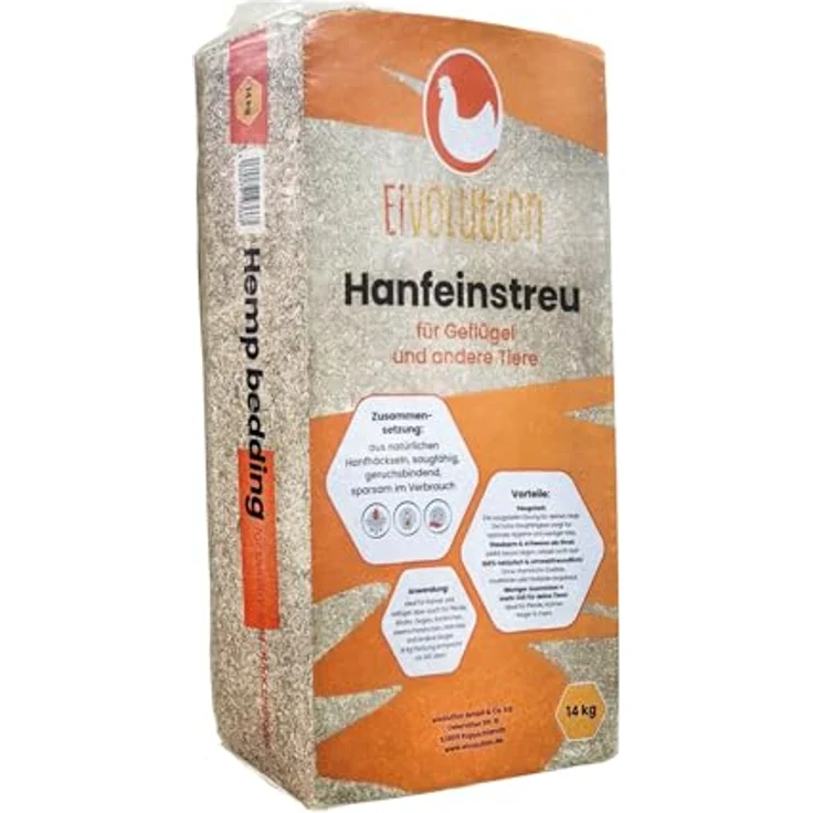 eivolution Hanfeinstreu 14 KG - Extreme Saugkraft & Geruchsbindung für Hühner, Pferde & Nager - Staubarm, Umweltfreundlich & Kompostierbar – Bild 1