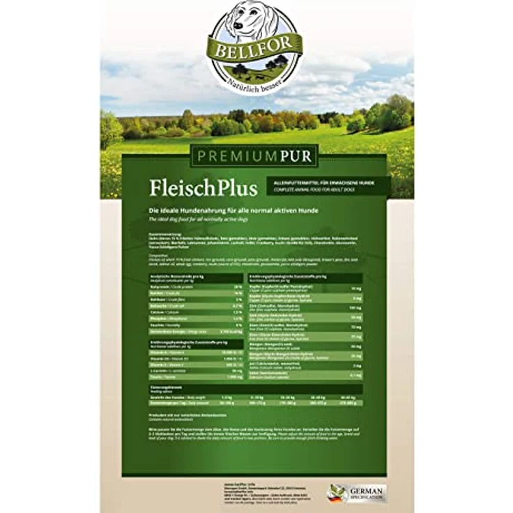 Bellfor Premium PUR FleischPlus, Glutefreies Hundefutter mit 61% Fleischanteil, 10 kg, für normal aktive Hunde – Bild 2
