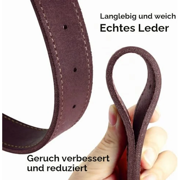 SLZZ Personalisiertes Hundehalsband aus echtem Leder, verstellbar für X-Klein bis X-Groß Hunde, mit goldener Lasergravur für Hundename und Telefonnummer – Bild 3