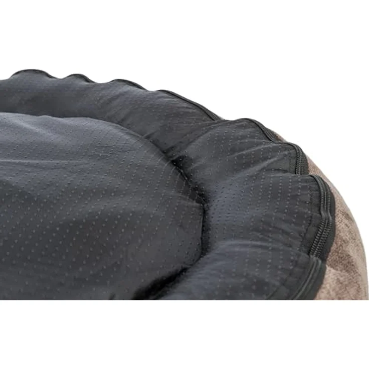 Trixie Hundebett Vital Lennox, orthopädisches Hundekissen aus Chenille, rund, braun, ø50cm mit viskoelastischem Schaum und rutschfestem Boden – Bild 3