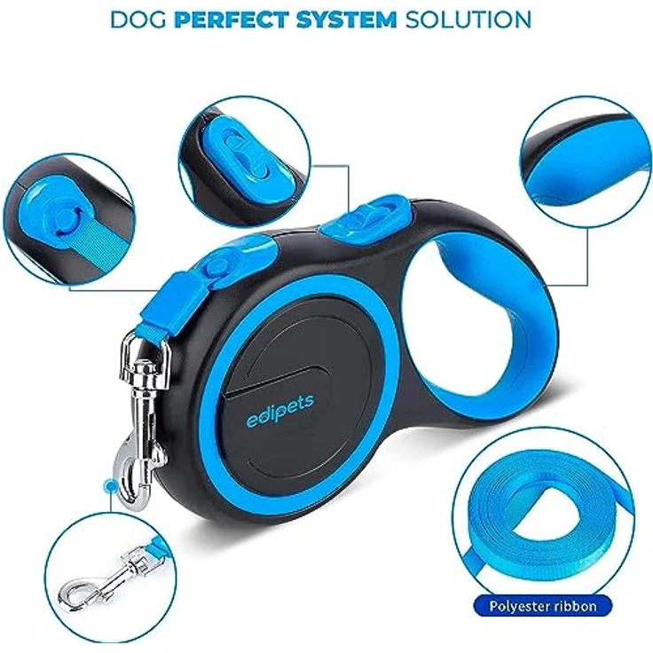 Edipets Hundeleine, Ausziehbar und Einziehbar, 8 Meter Flexileine mit rutschfestem Griff, Blau – Bild 2