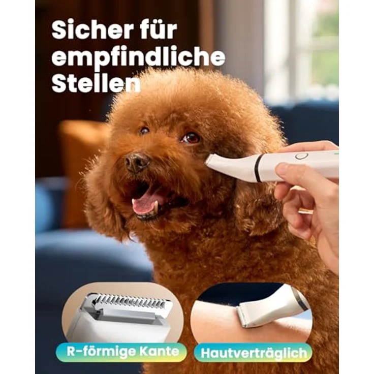 oneisall Pfotentrimmer für Hunde, Doppelklingen 2-Gang Schermaschine, leise und schnurlos für Pfoten, Augen, Ohren, Gesicht, Körper (weiß) – Bild 4