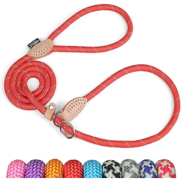 Grand Line Retrieverleine mit Zugstopp, 150 cm Moxonleine, reflektierend, für kleine bis große Hunde - 14mm, Rot – Bild 1