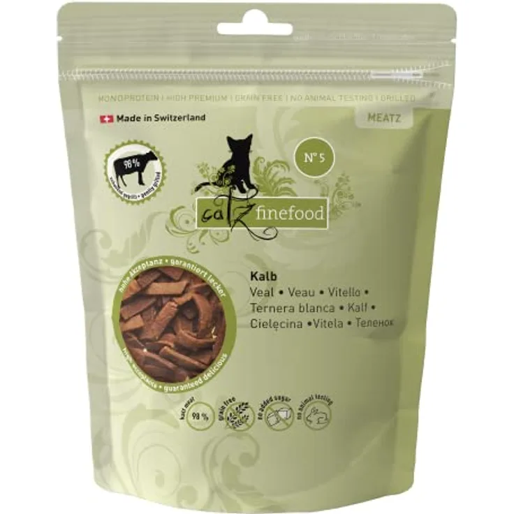 Catz Finefood Meatz N°5 Kalb, Getreidefreier Katzensnack für ausgewachsene Katzen, 45g