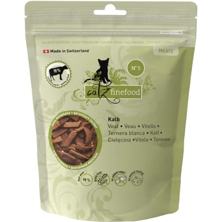 Catz Finefood Meatz N°5 Kalb, Getreidefreier Katzensnack für ausgewachsene Katzen, 45g – Bild 1