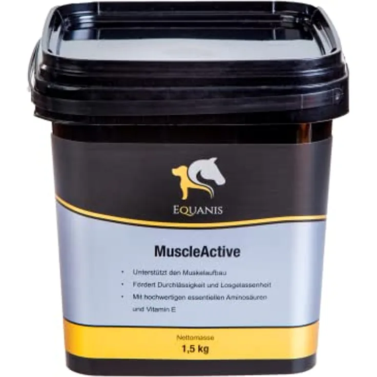 Equanis MuscleActive, Ergänzungsfuttermittel für Pferde, 1,5 kg, Pellets zur Unterstützung der Muskelfunktion, fördert Muskelaufbau ohne Zuckerzusätze