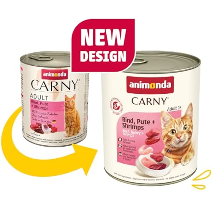 animonda Carny Katzen Nassfutter Rind + Pute + Shrimps, getreidefreies Katzenfutter ohne Zucker, 6 x 800g mit frischen fleischigen Zutaten – Bild 2