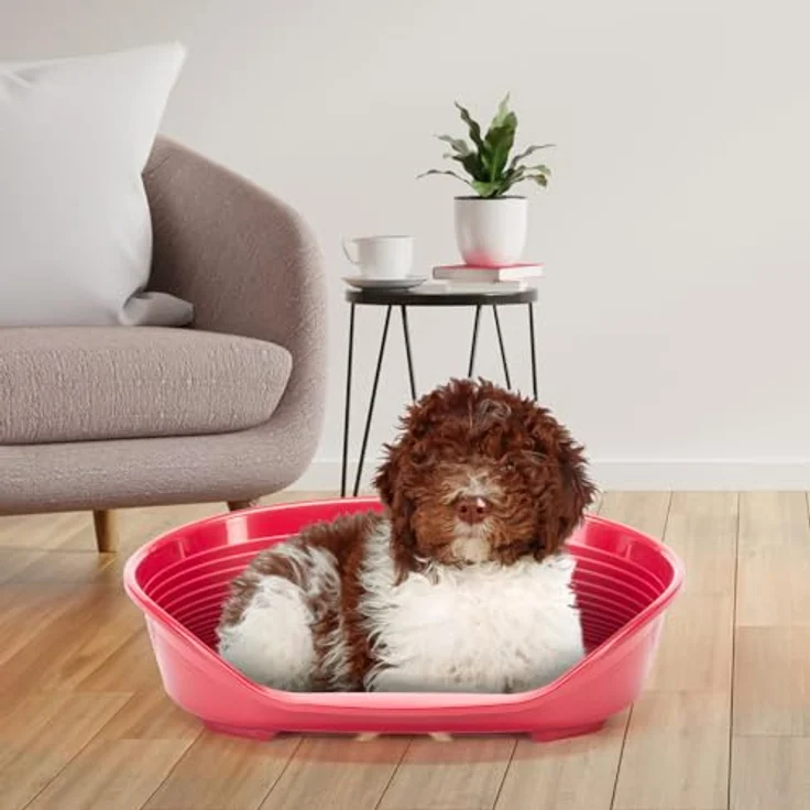 Ferplast Siesta Deluxe Medium Hundebett, waschbar, atmungsaktiv, rutschfest, 74 x 48 x h 25 cm, Bordeaux – Bild 2
